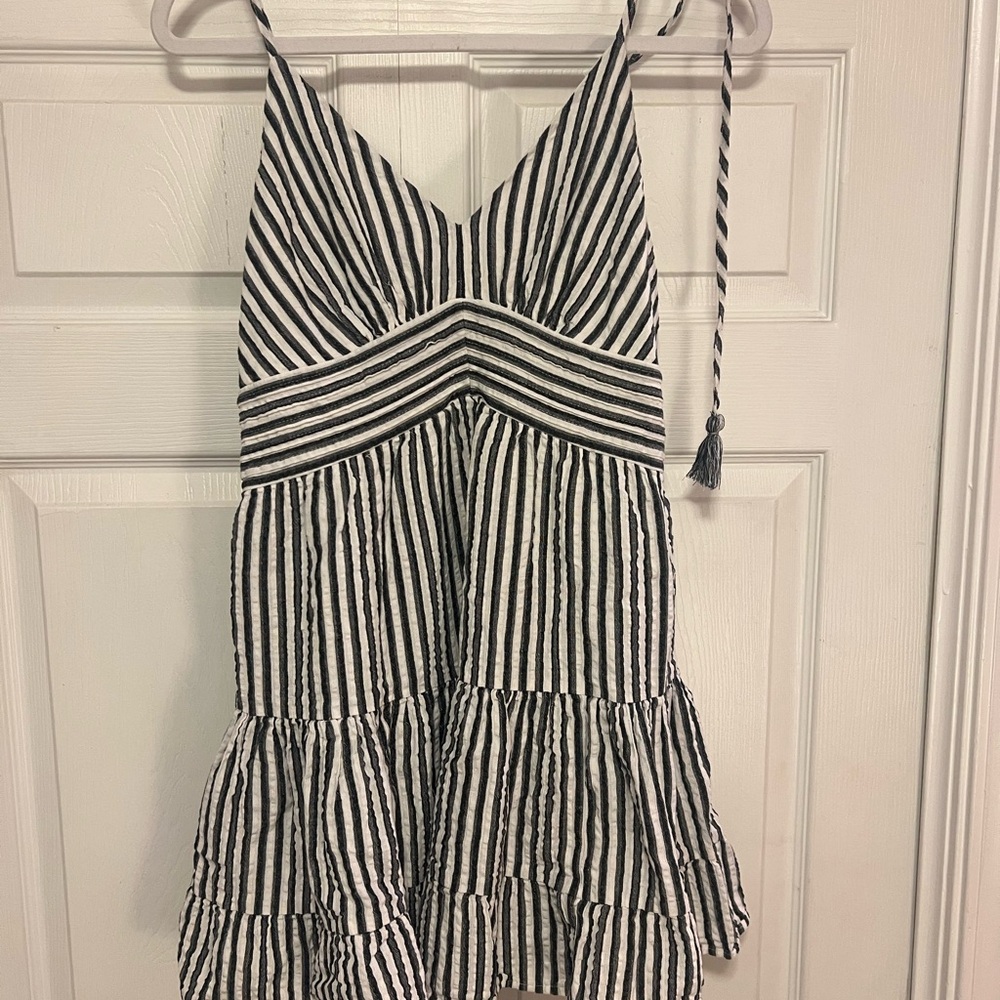 American Eagle Outfitters Black and White Striped One Piece with Empire Waist